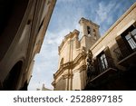 Bell tower of the Purgatory Rectory Church in Polignano a Mare, Italy. 