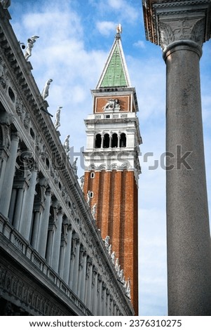 Bell tower of San Marco square in Venice.