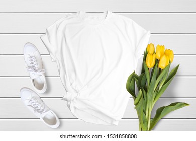 Download T Shirt Mockup Flat Lay Tshirt Images Stock Photos Vectors Shutterstock