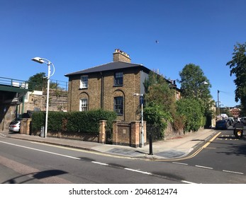 Bellenden Road London SE15 UK. September 23 2021. Corner abstract view of typical Victorian housing set against the sun and shadow here located at Bellenden Road in the Peckham district of London.