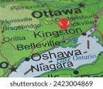 Belleville, Ontario marked by a red map tack. The City of Belleville is located in Ontario, Canada.