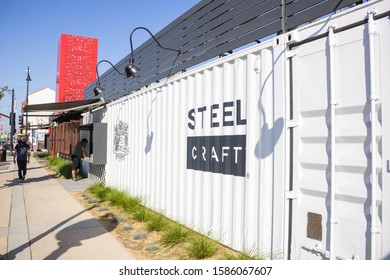 Bellflower, California/United States - 11/09/2019: A Street Side Sign For The Food Marketplace Known As Steelcraft Bellflower