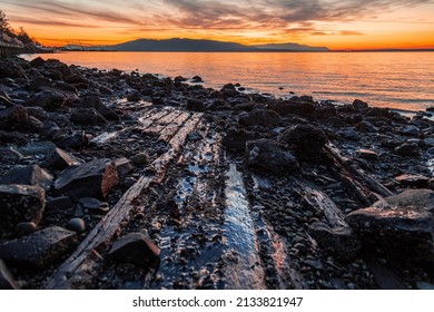 The Bellingham Bay During Sunset In Washington, USA