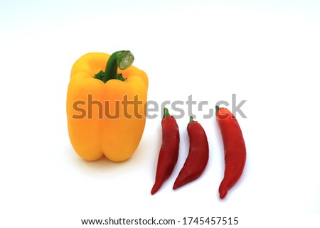 bellpepper and redchilli on white background