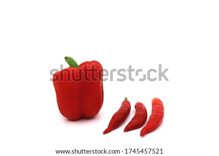bellpepper and redchilli on white background