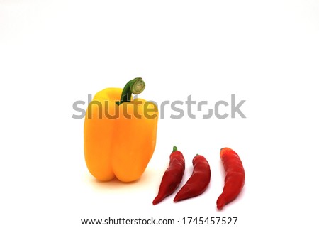 bellpepper and redchilli on white background