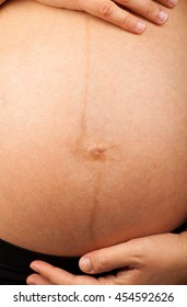 Belly Of A Pregnant Woman, Detail Of The Linea Nigra.