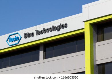 Belmont, CA, USA - Feb 29, 2020: Genomic Analysis Company Bina Technologies Headquarters. A Member Of The Swiss Pharma Giant Roche, Bina Enables Researchers To Maximize The Value Of Genomic Data.