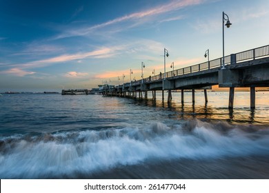 The Belmont Pier At Sunset, In Long Beach, California.