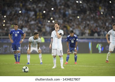 BELO HORIZONTE, BRAZIL - JUNE 19, 2019: Lionel Messi of Argentina during the 2019 Group B America's Cup match between Argentina and Paraguay at the Mineirao stadium.