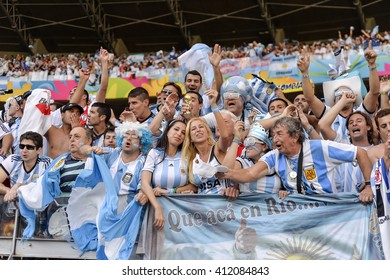 Belo Horizonte, Brazil - June 21, 2014: Fan during the FIFA 2014 World Cup. Argentina is facing Iran in the Group F at Minerao Stadium