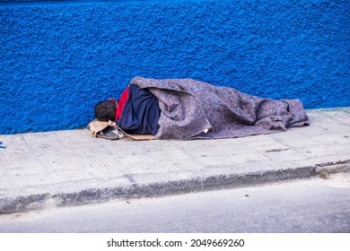 Belo Horizonte - Minas Gerais - Brasil - AGO 11 2021: Homeless in the Padre Eustáquio neighborhood