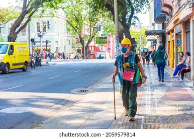 Belo Horizonte - Minas Gerais - Brasil - OUT 14 2021: Disabled Person Roaming The Street