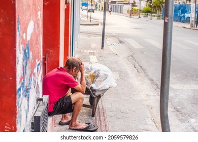 Belo Horizonte - Minas Gerais - Brasil - OUT 14 2021: Disabled Person Roaming The Street