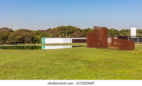 Belo Horizonte - Minas Gerais - Brasil - JUN 18 2022: Hollow steel Monument Pampulha Ecological Park