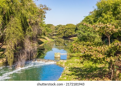 Belo Horizonte - Minas Gerais - Brasil - JUN 18 2022: Water inlet stream to Pampulha Lagoon