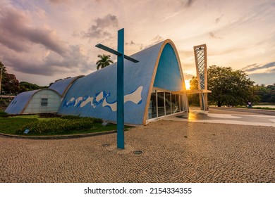 Belo Horizonte, Minas Gerais, Brazil - April 12rd, 2022: St Francis of Assisi Church, Touristic Attraction, Part of the Pampulha Modern Ensemble (Lagoa da Pampulha)