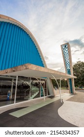 Belo Horizonte, Minas Gerais, Brazil - April 12rd, 2022: St Francis of Assisi Church, Touristic Attraction, Part of the Pampulha Modern Ensemble (Lagoa da Pampulha)