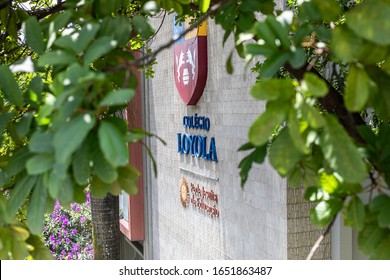 Belo Horizonte/Minas Gerais/Brazil - FEV 20 2020: Detail Of The Facade Of Loyola College