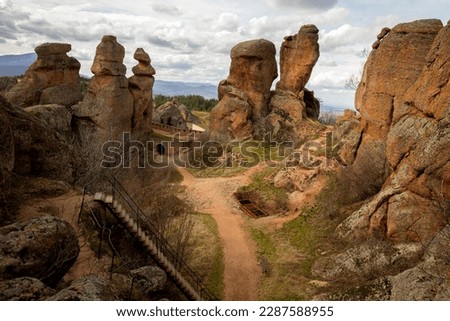 The Belogradchik Rocks are a group of strangely shaped sandstone and conglomerate rock formations located on the western slopes of the Balkan Mountains near the town of Belogradchik, Bulgaria.