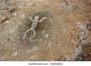BELOMORSK, REPUBLIC OF KARELIA, RUSSIA - August, 2011: Pictures of ancient man - petroglyphs in Zalavruga