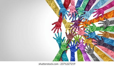 Belonging and inclusion concept as  a symbol of acceptance and integration with diversity and support of different cultures as diverse races and unity symbol holding hands together. - Powered by Shutterstock