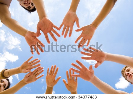 Similar – Image, Stock Photo limbs Hand Clouds