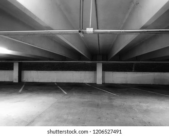 A Below Grade Parking Garage Early In The Morning.