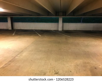 A Below Grade Parking Garage Early In The Morning.