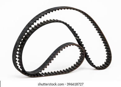 belt car engine timing belt isolated on white background. Automobile spare part
