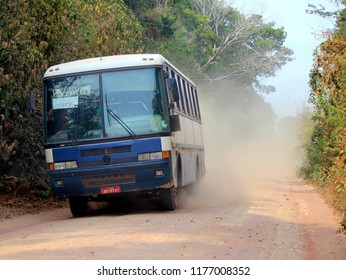 Belterra/Para/Brazil - December 04, 2015: Bus That Transports Passengers Between Santarem And Rural Area Of Belterra, Para State.