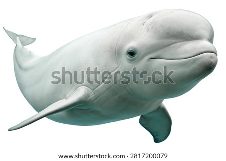 Beluga Whale Front View Isolated on Transparent Background, Arctic Marine Mammal 