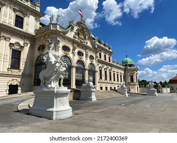 Belvedere Palace, Belvedere Palace building and gardens and  statues, Vienna, Austria, outdoors