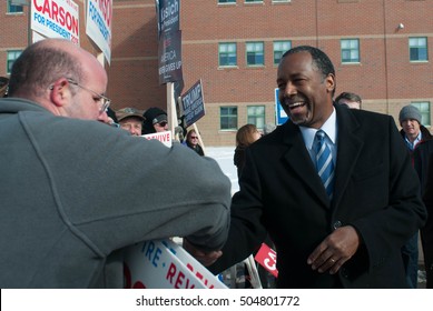 Ben Carson Greets Voters In Bedford, New Hampshire, On February 9, 2016.