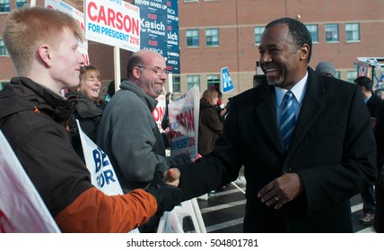 Ben Carson Greets Voters In Bedford, New Hampshire, On February 9, 2016.