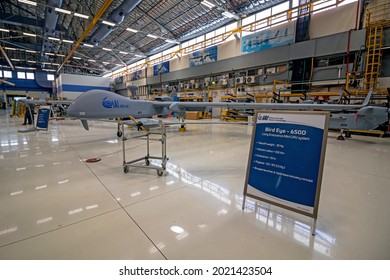 Ben Gurion Airport, Israel - May 04, 2021: A Display Of UAVs At The Israel Aerospace Industries Plant