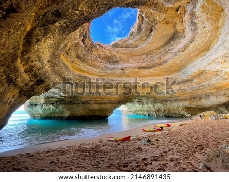 Benagil caves in algarve portugal 