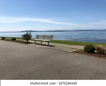 Bench At Alki Beach Seattle Washington