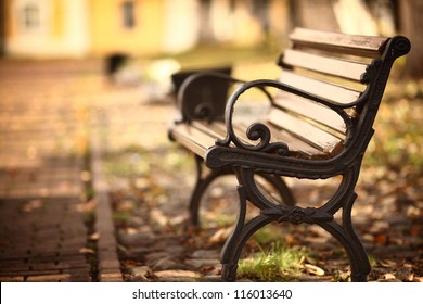 bench in the autumn park - Shutterstock ID 116013640