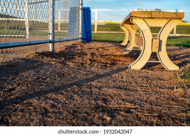 Bench For Batting Team To Sit On Behind Baseball Home Plate