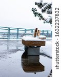 The Bench during snow fall