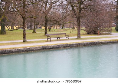 Bench in empty park