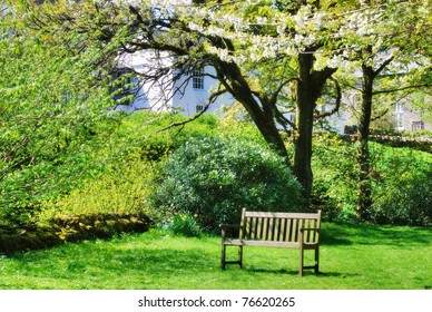 Bench In An English Contry Garden