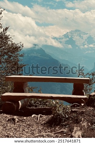 A bench facing the Swiss alps