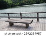 bench in front of the lake