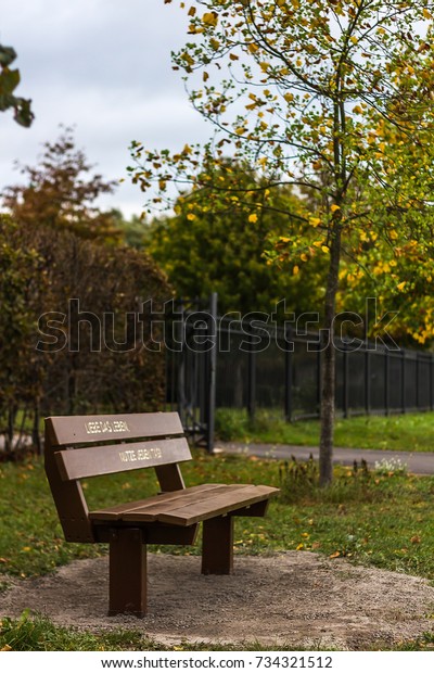 Bench Inscription Love Life Use Every Stock Photo Edit Now 734321512