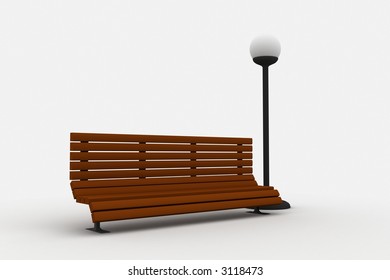 Bench and lamp