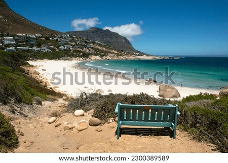 Bench at Llandudno beach, Cape Town South Africa