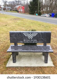 Bench In Memory Of One Of The Teachers Of Sandy Hook Elementary School Massacre Bethlehem Connecticut January 2021