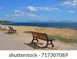 Bench near the sea, in Sausset les Pins, south of France